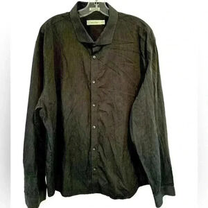 CALVIN KLIEN BLACK COTTON BUTTON DOWN WITH WHITE PIN STIPES SIZE XXL/TTG